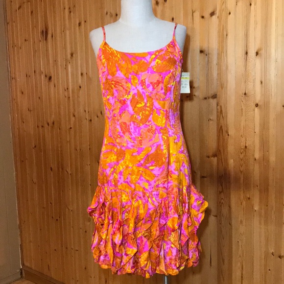 Gillian Dresses & Skirts - NWT Vintage Gillian Orange&Pink Paisley Silk Dress